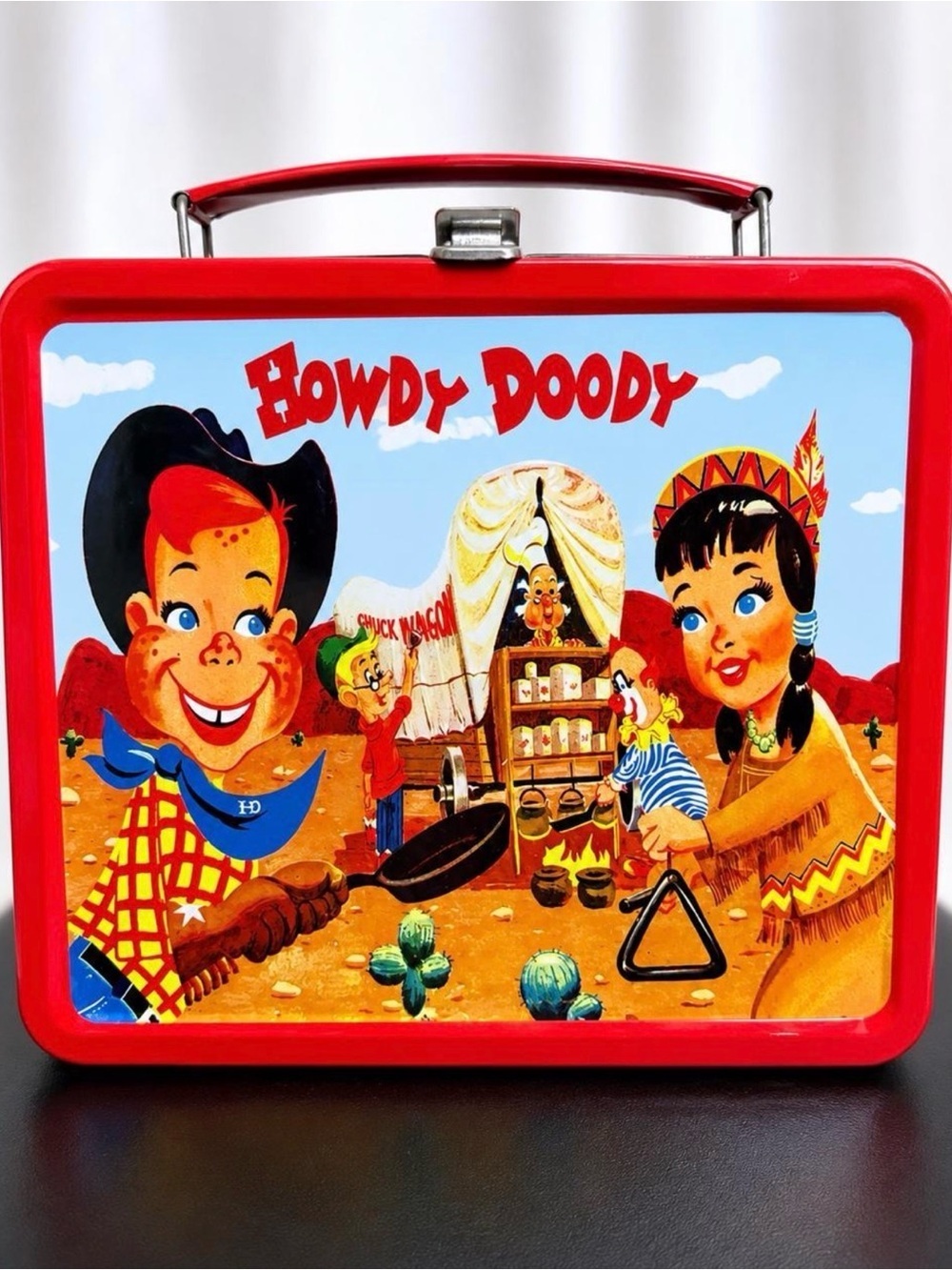 Vintage 1998 Howdy Doody Red Blue Metal Lunchbox Collectible